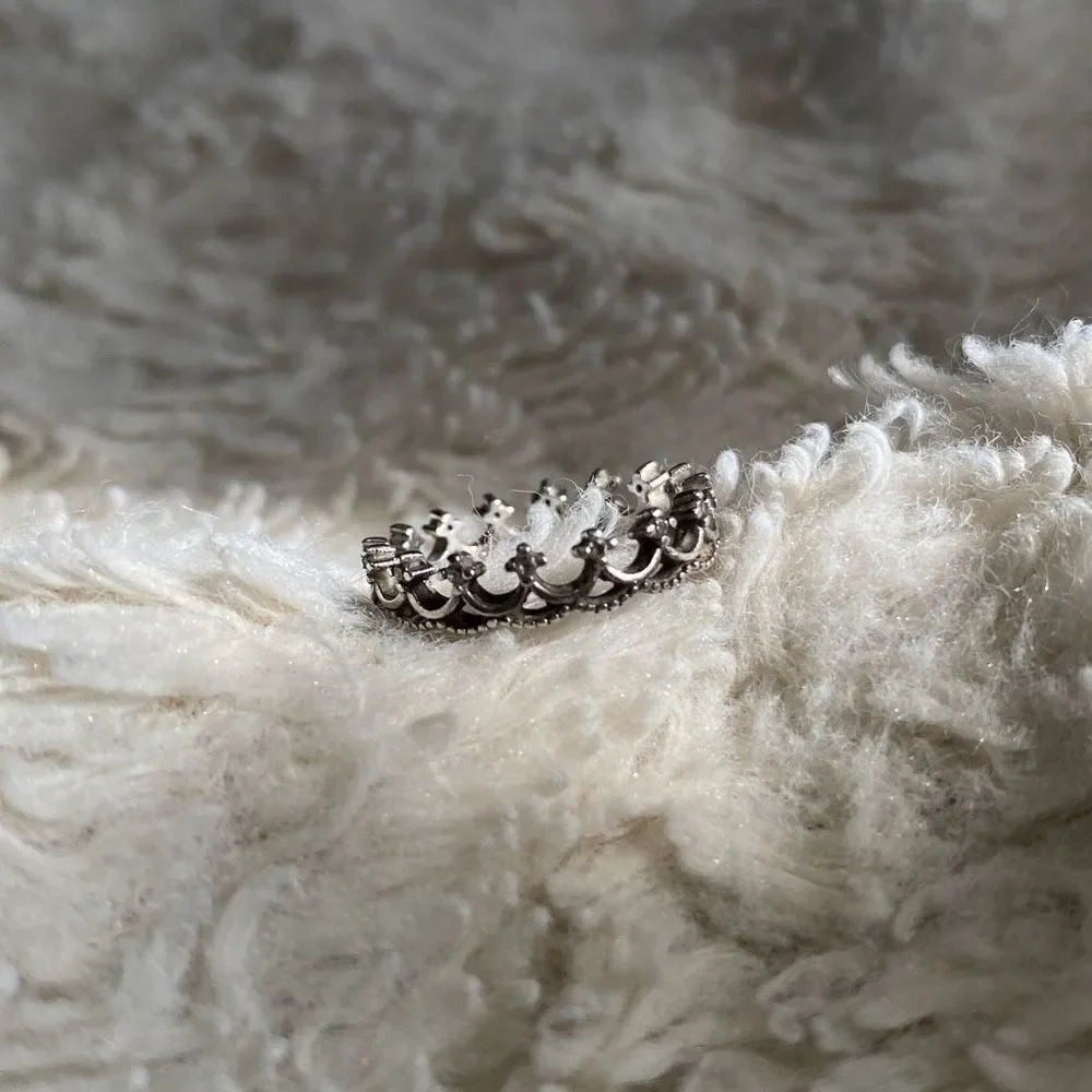 Sterling Silver Crown Ring Sz 5